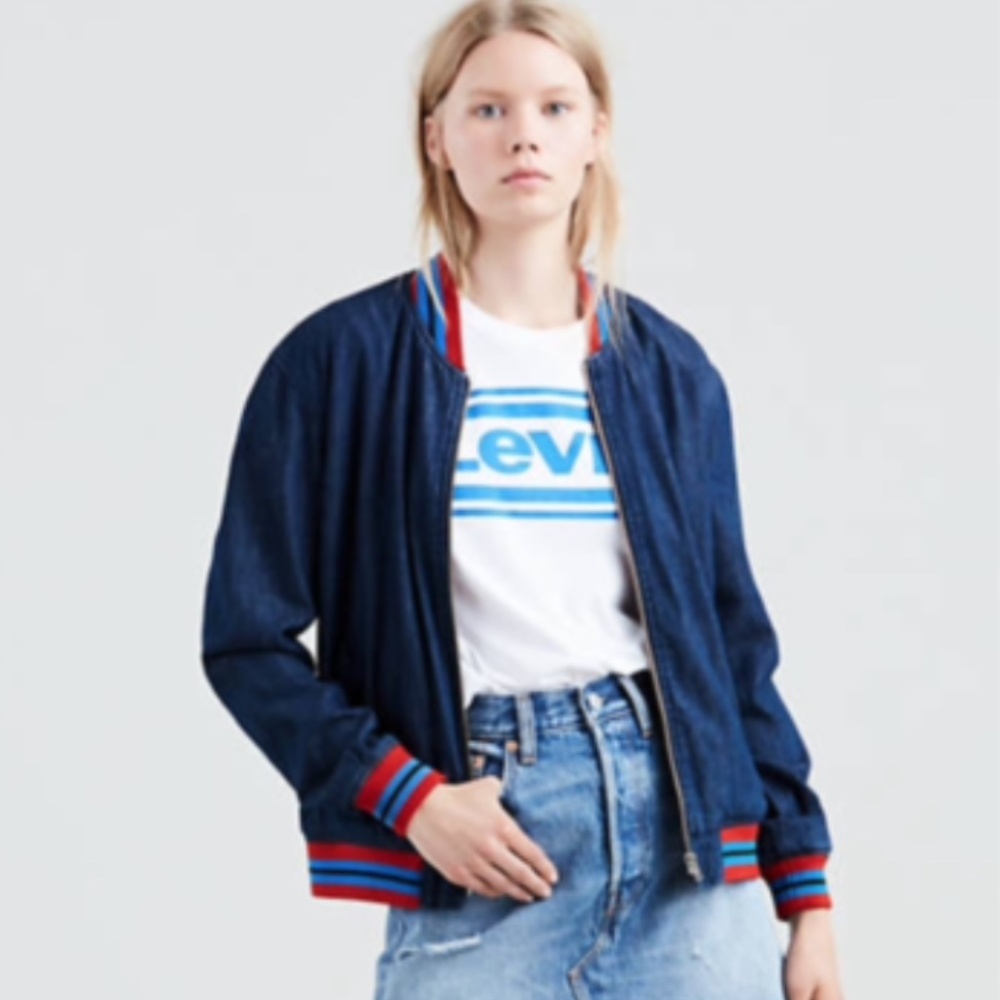 NWT Levi's WOMEN'S Denim Soraya Bomber Blue Jacket Coat Size S XI